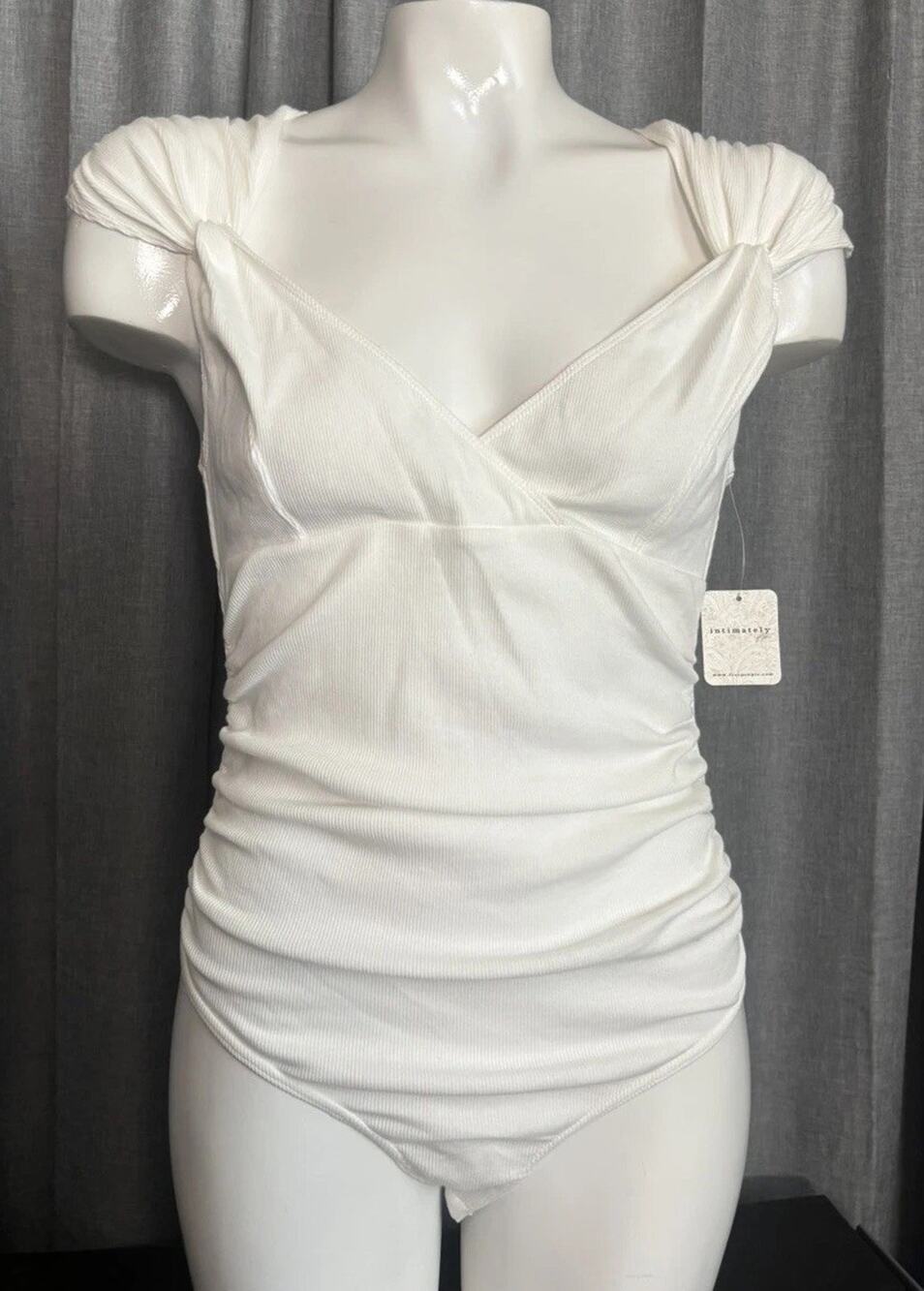 Intimately Free People white Ribbed Bodysuit Womens medium NWT